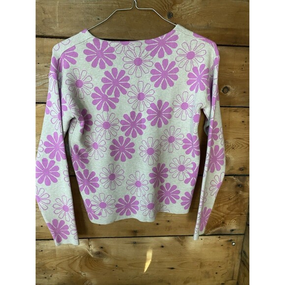 Rachel Zoe Sweater Women’s XS Pink Flower 70’s Vibe - Picture 2 of 7